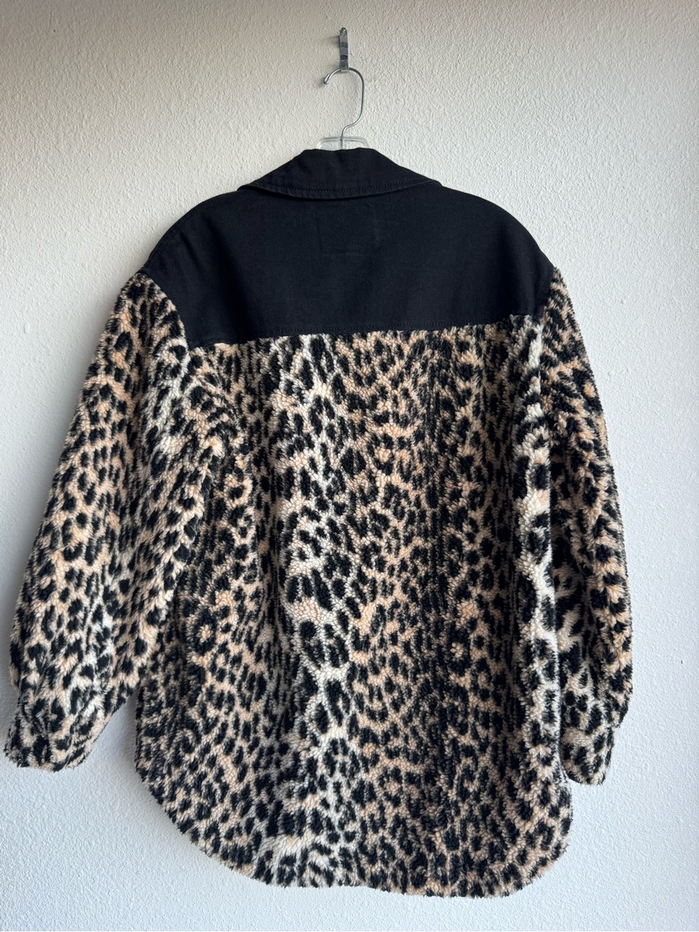 Maje Leopard Print Sherpa Denim Oversized Jacket size S - Picture 4 of 12